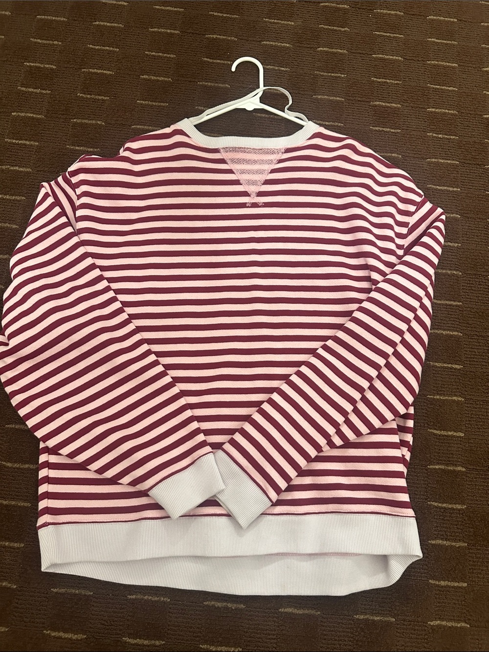Free People Pink and Burgundy Striped Knit Pullover